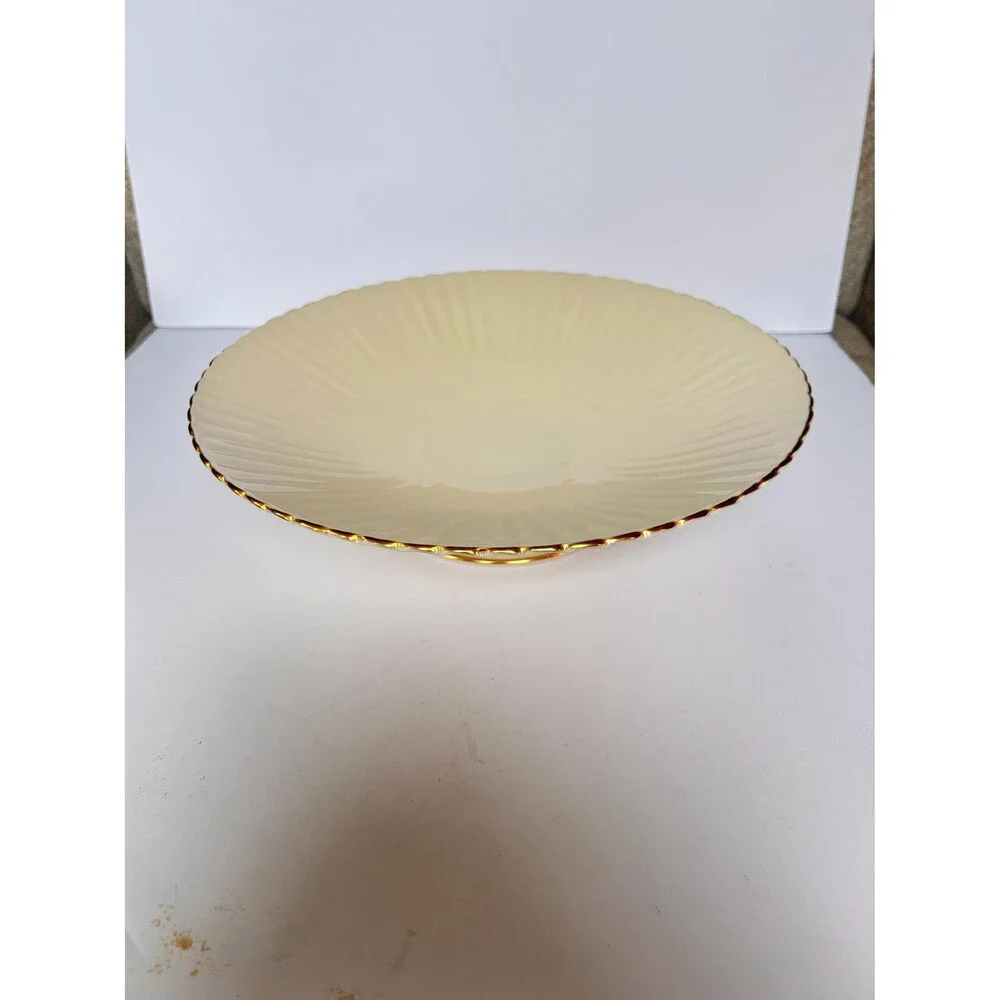 Vintage Lenox Ivory Porcelain Pedestal Centerpiece Bowl - 24K Gold Trim